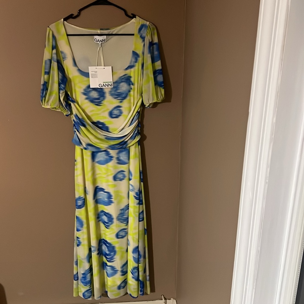 Ganni - Crisscross Mesh Midi-Dress - EU Size 38 - Picture 8 of 10